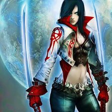 Схема вышивки «девушка с мечами»