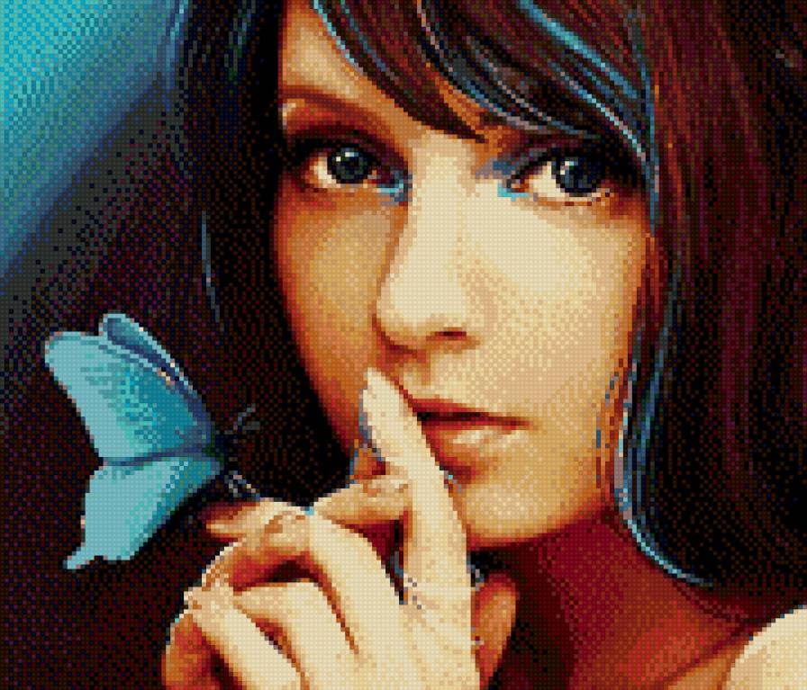 девушка с бабочкой - предпросмотр