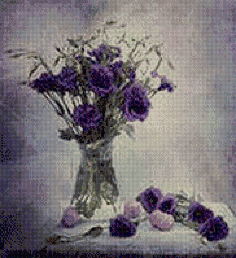 ЦВЕТА НОЧИ - натюрморт, цветы, ваза - предпросмотр