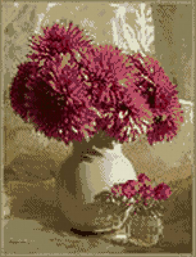 ХРИЗАНТЕМЫ - натюрморт, цветы, ваза - предпросмотр