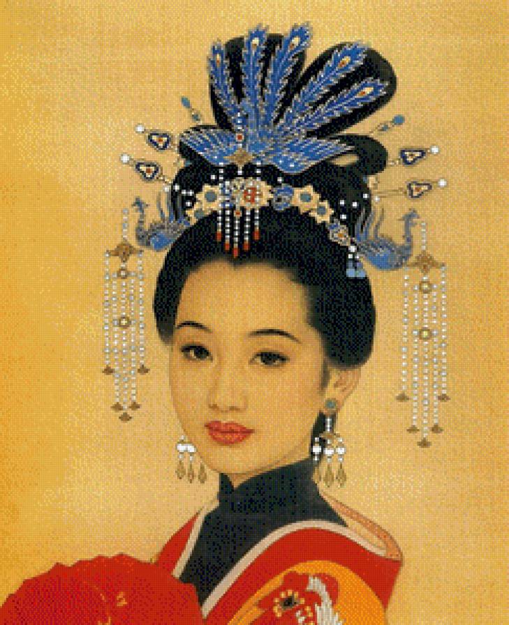 Японская девушка - девушка, портрет, картина, восток, японка - предпросмотр