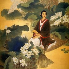 Схема вышивки «Девушка и журавель»