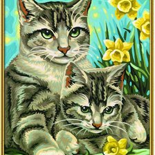 Схема вышивки «Кошка с котенком»