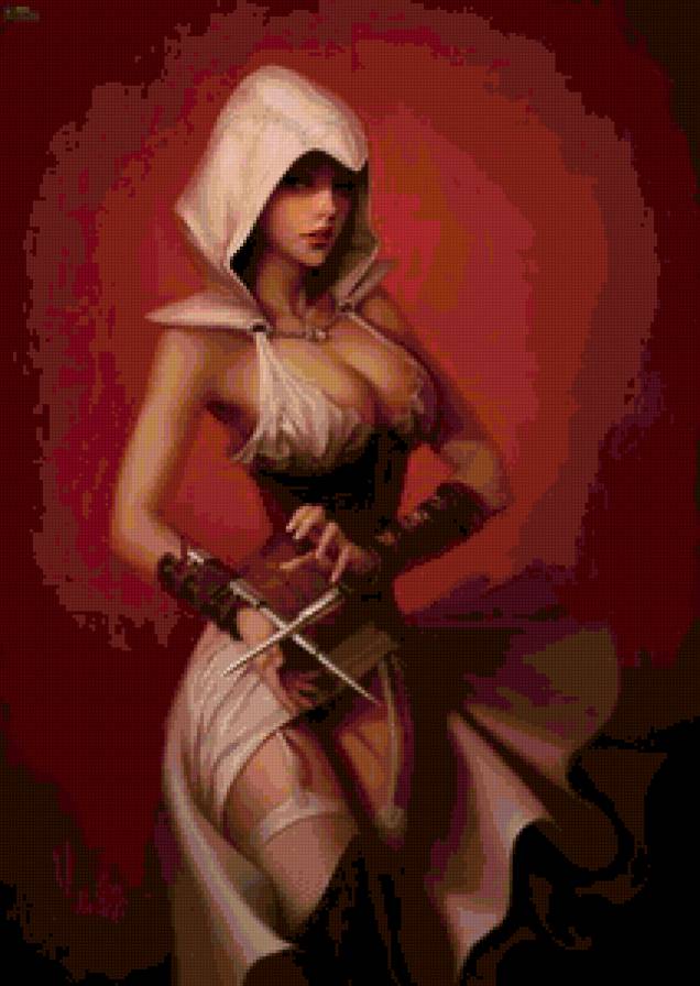 Ассасин - девушка, оружие, ассасин - предпросмотр