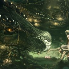 Схема вышивки «Девушка и дракон»