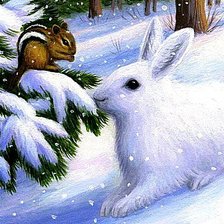 Схема вышивки «Зайчишка и бурундучок»