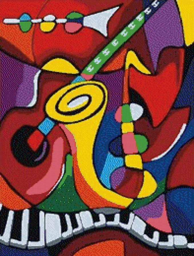 Да здравствует джаз! - музыка, гитара, абстракция, клавиши, саксофон - предпросмотр