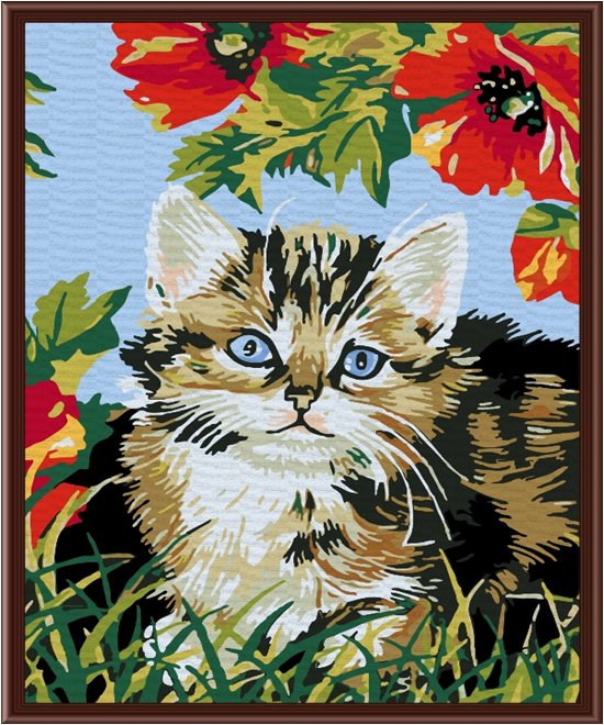 Кот в цветах - коты, цветы, животные - оригинал