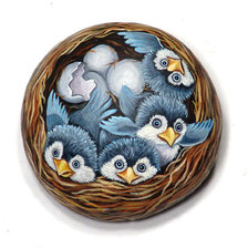 Схема вышивки «Птенцы в гнезде»