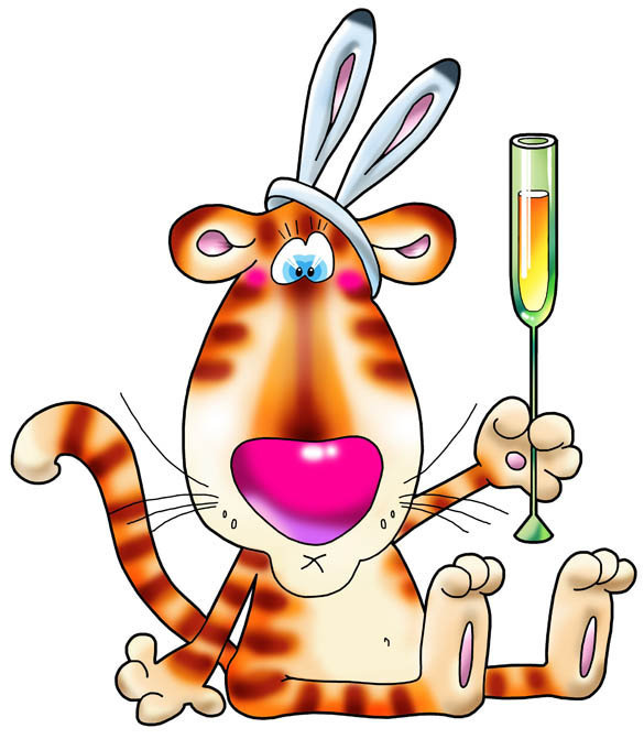 Тигр с бокалом - животные, тигры, детская, приколы - оригинал