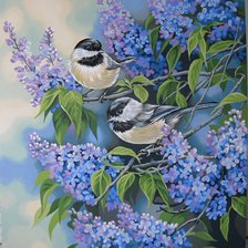 Схема вышивки «Птички в сирени»