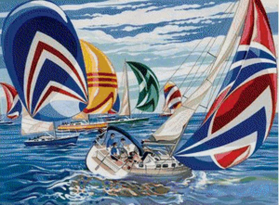 Парусная регата - парусники, море, морской пейзаж - предпросмотр