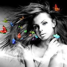 Схема вышивки «девушка с бабочками»