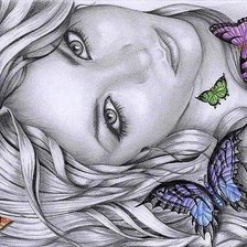 Схема вышивки «девушка с бабочками»