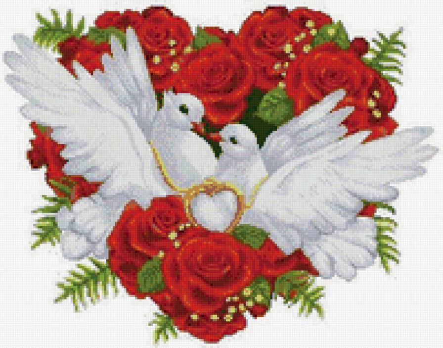 голуби - голуби, цветы - предпросмотр