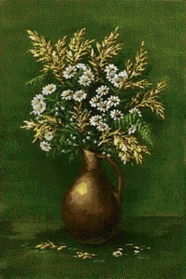 Полевые цветы - натюрморт, ромашки, цветы - предпросмотр