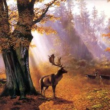 Схема вышивки «Олени в осеннем лесу»