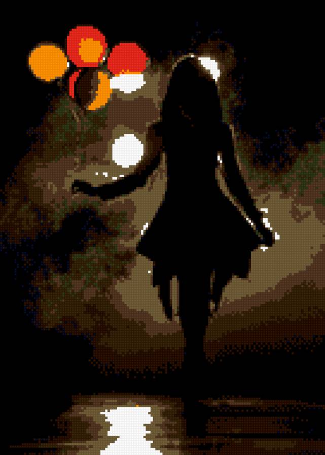 девушка с шарами - праздник, силует, девушка - предпросмотр