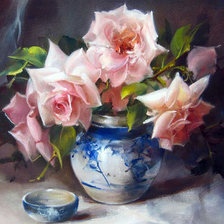 Схема вышивки «розы в вазе»