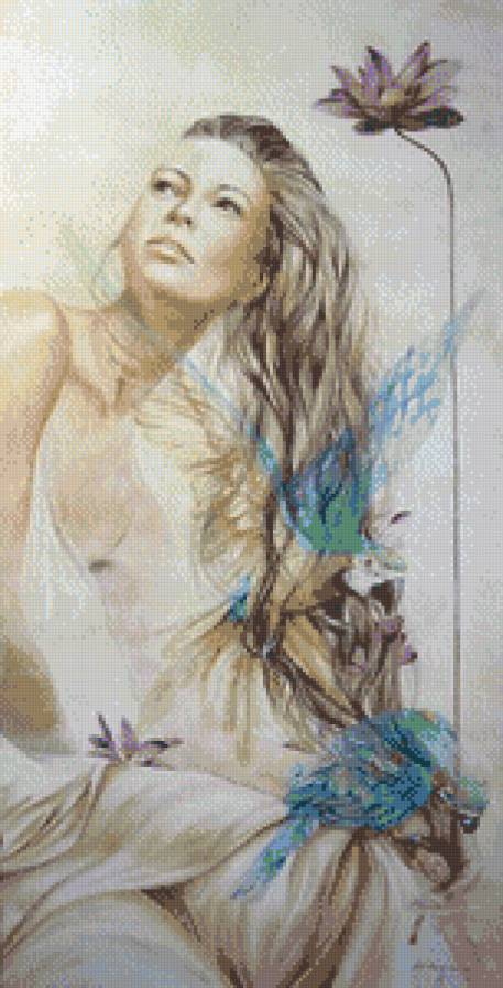 девушка с птицами - предпросмотр