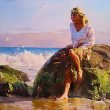 Схема вышивки «девушка у моря»