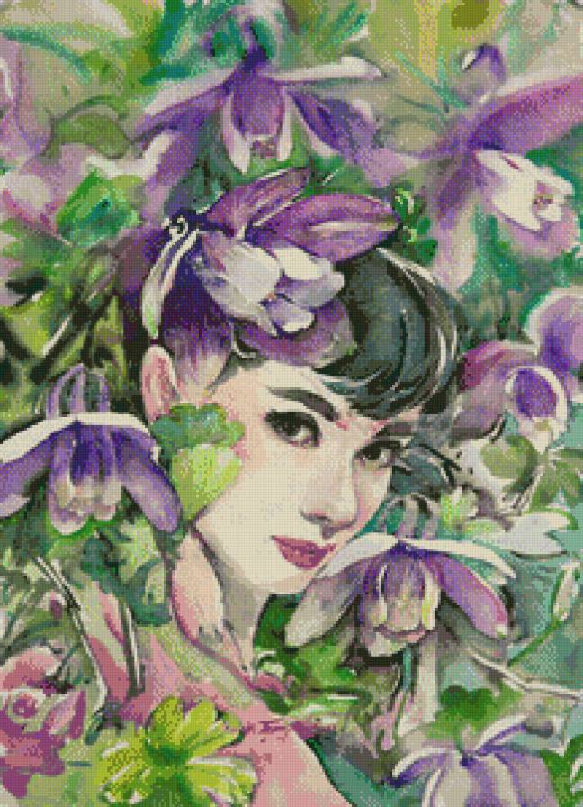 портрет в цветах - цветы, девушка, портрет - предпросмотр