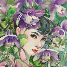 Схема вышивки «портрет в цветах»