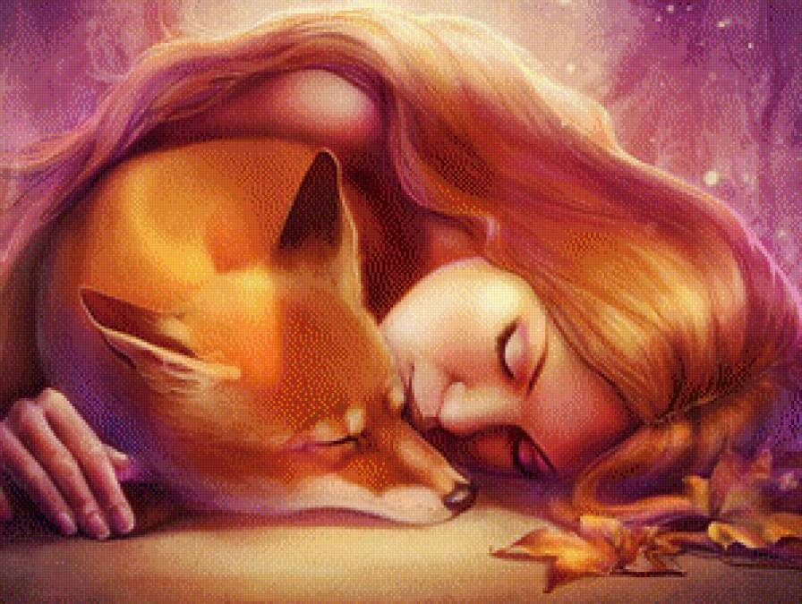 Подружки - лиса, девушка - предпросмотр