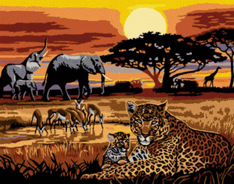 Саванна - животные, пейзаж, африка - предпросмотр