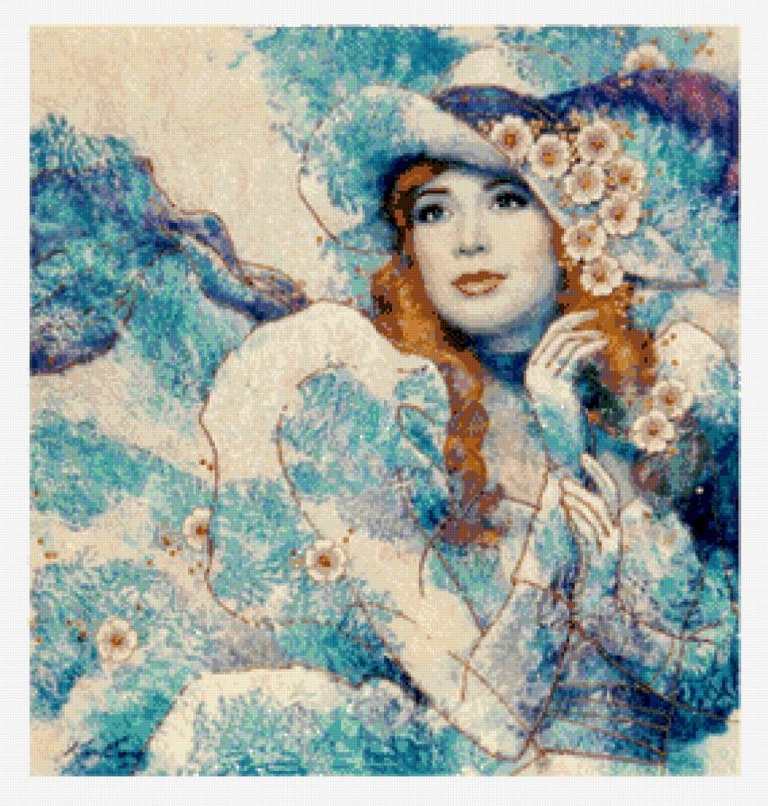 девушка загадка - девушка, портрет, в цветах - предпросмотр