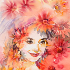 Схема вышивки «девушка в цветах»