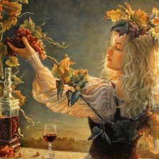 Схема вышивки «девушка с виноградной лозой»