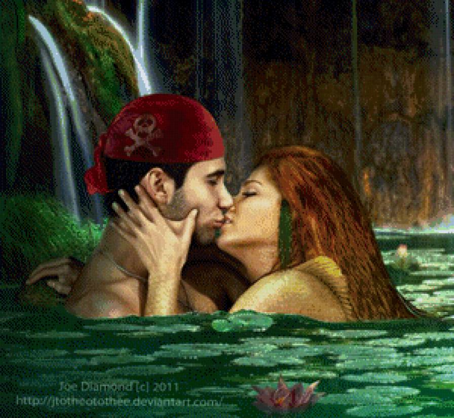 поцелуй с русалкой - поцелуй, любовь, русалка - предпросмотр