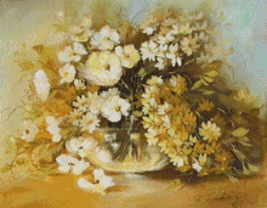 102 - пастель, ваза, букет, живопись, цветы, натюрморт - предпросмотр