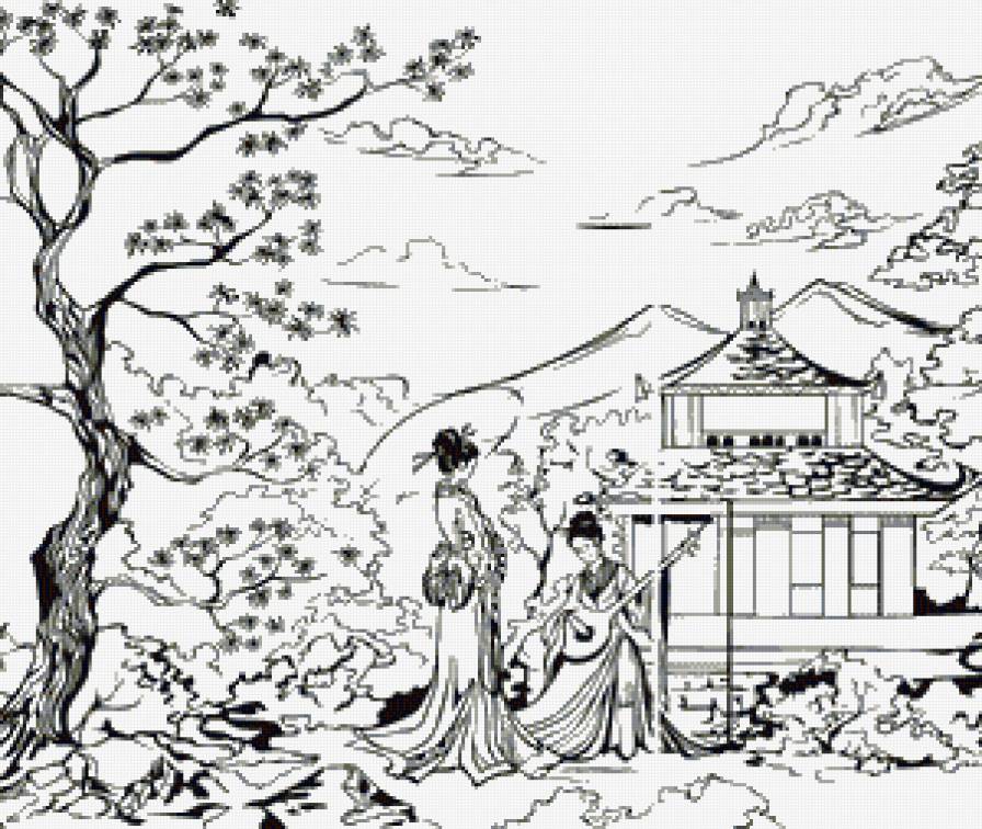 104 - восток, черно-белый, япония, китай - предпросмотр