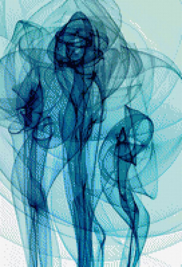 дымка - синий, голубой, абстракция - предпросмотр