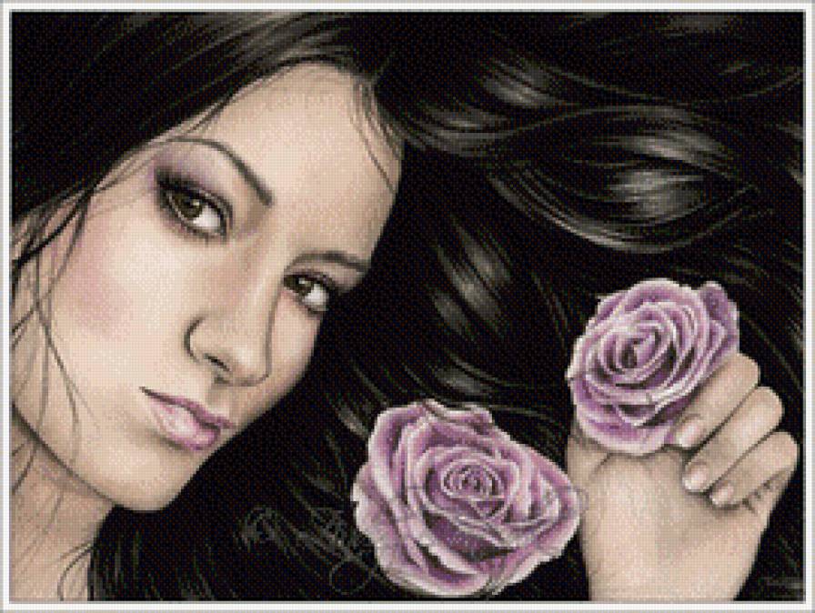 Девушка с розами - девушка, цветы, красавица - предпросмотр