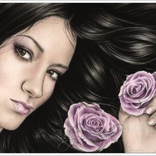 Схема вышивки «Девушка с розами»