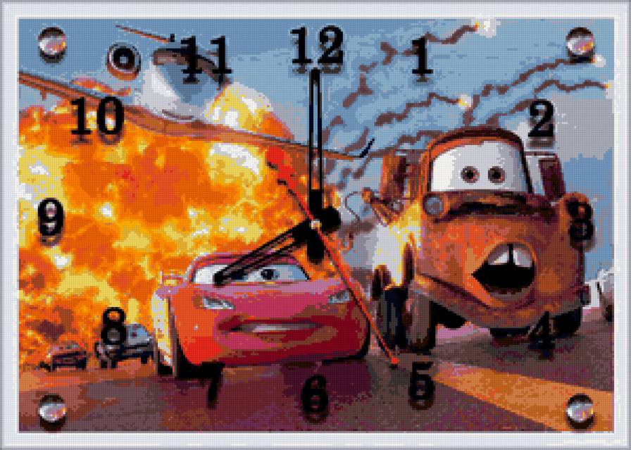 Часы - мультфильм, тачки - предпросмотр