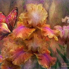 Схема вышивки «Ирисы и бабочка»