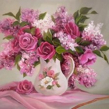 Схема вышивки «Розы и сирень»