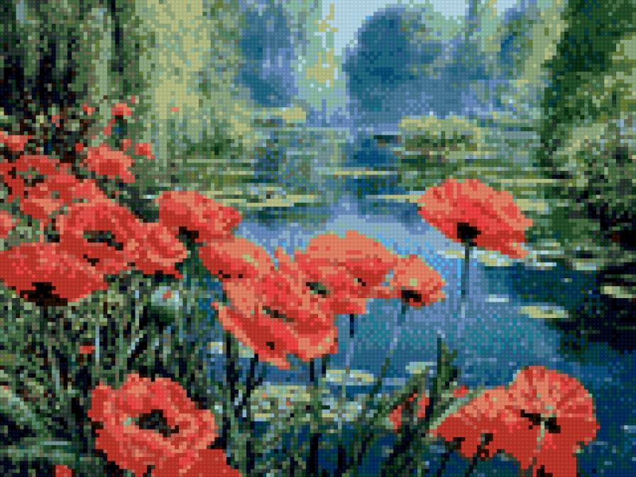 маки на пруду - предпросмотр