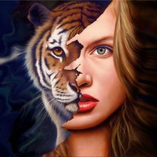 Схема вышивки «девушка-тигр»