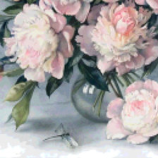 Схема вышивки «Пионы в вазе и стрекоза»