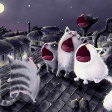 Схема вышивки «Кошки на крыше»