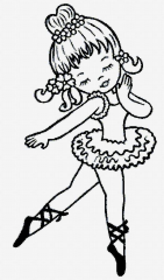 Маленькая балерина - контурная, монохром, дети, девочка, детская - предпросмотр
