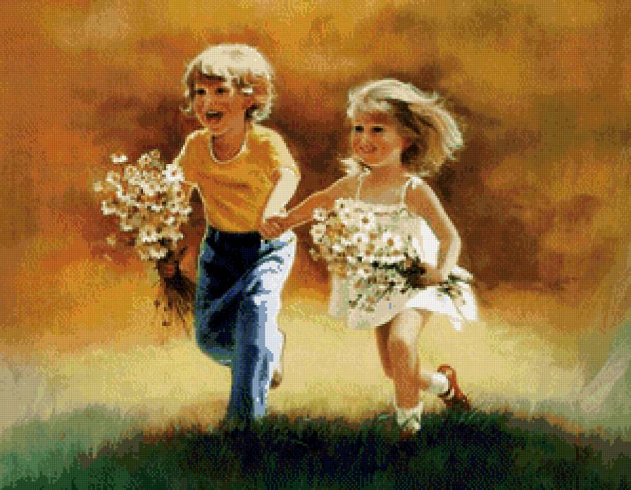 дети - ромашки, дети, природа - предпросмотр