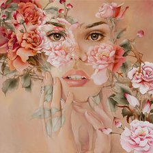 Схема вышивки «девушка и цветы»