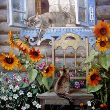 Схема вышивки «Котики»