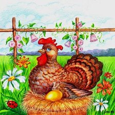 Схема вышивки «Курочка ряба»